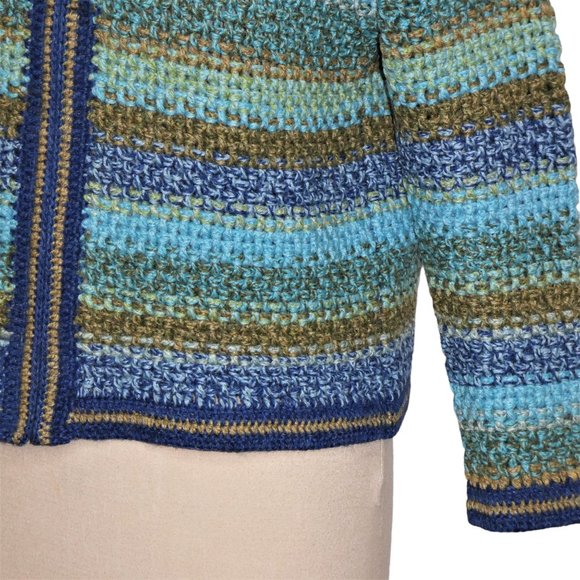 NORTHERN ISLE Chunky Crochet Wool Full Zip Multi Color Cardigan Sweater … - Picture 4 of 9